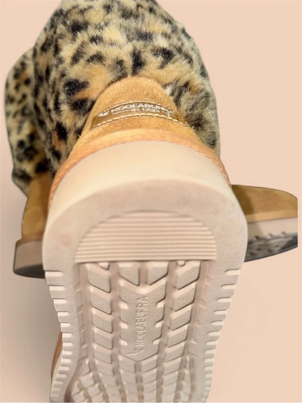 UGG Koolaburra Tan Suede Ankle Boots with Leopard Faux-Fur Cuff